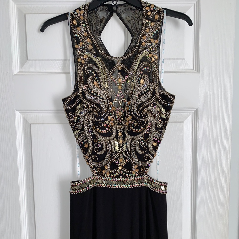 Camille La Vie black and gold gown